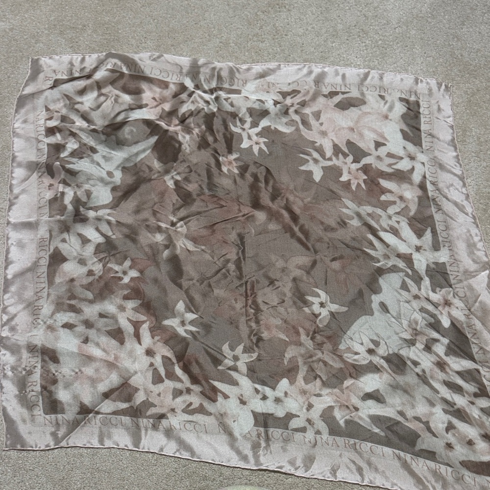Nina Ricci Pink and Gray Floral Scarf